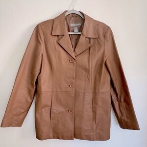 JESSICA HOLBROOK - Easy Care Leather Jacket Blazer - Taupe Size Small - Washable